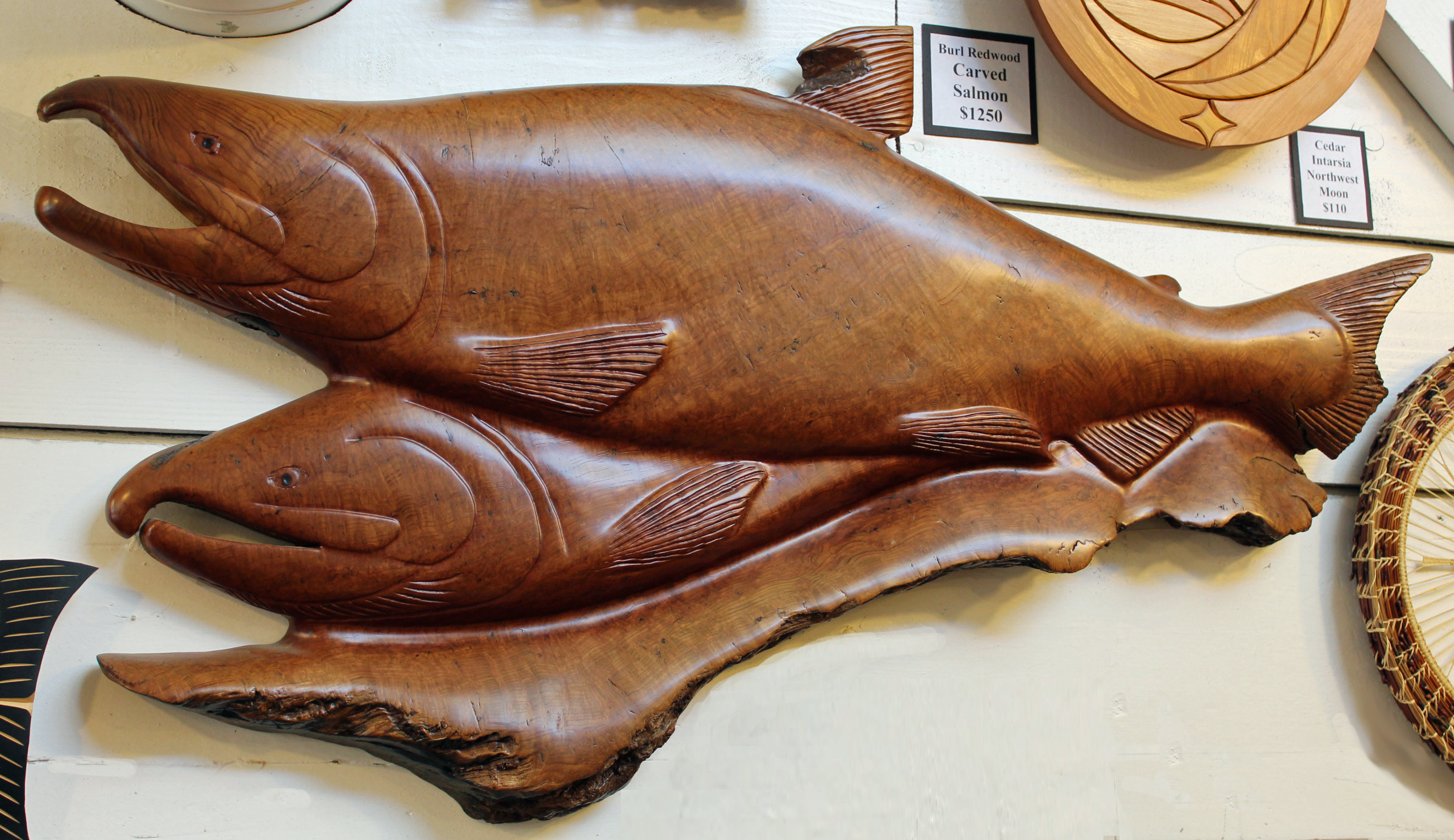 Salmon Redwood Pair Carving 1600 Forest Gems Gallery