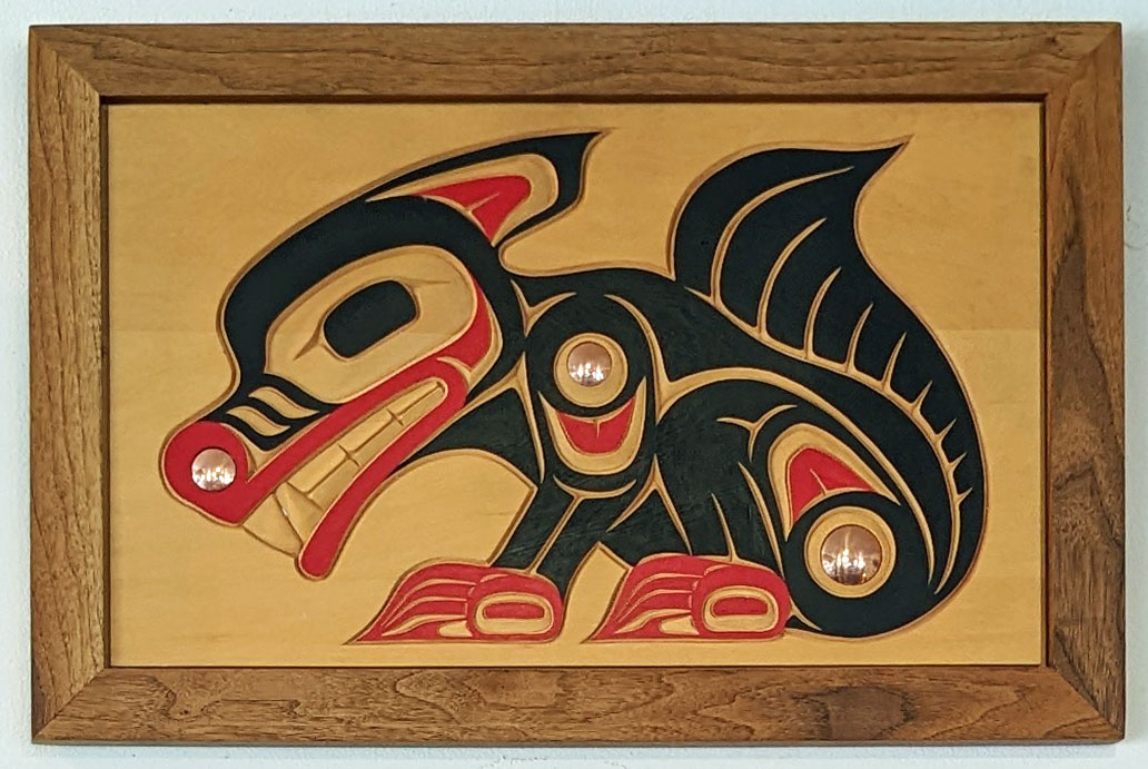 First Nations Framed Wolf Panel Forest Gems Gallery