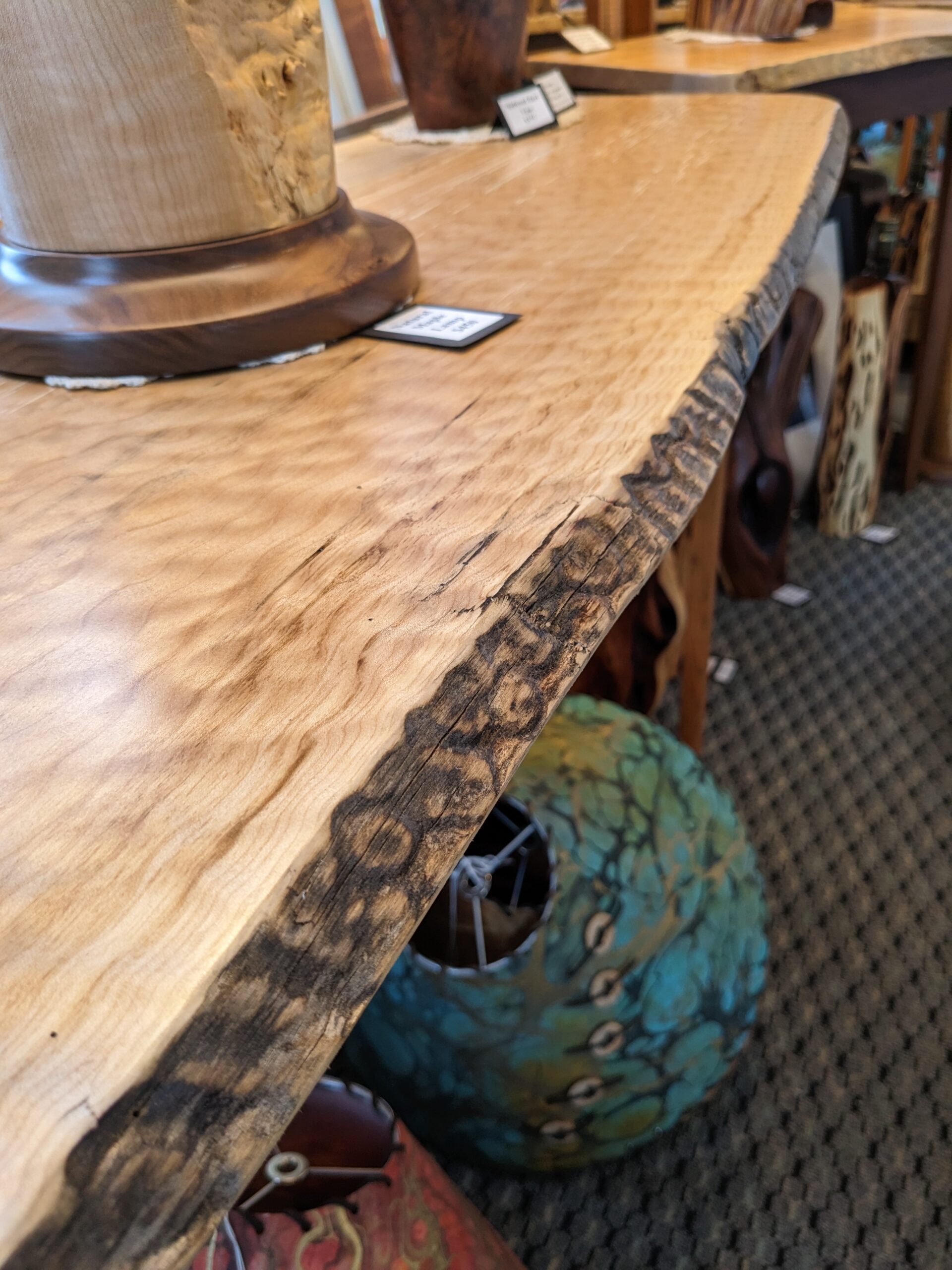 Spalt Maple and Cherry Live Edge Hall Table Forest Gems Gallery